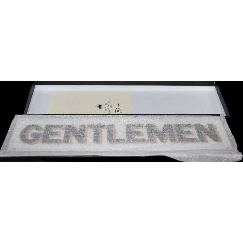 Rosanna Monte Carlo Gentlemen Sign Porcelain White Black Gold NEW NIB 8.5x2.5